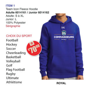 Item 01 Collège de Lévis Commandeurs Hoodie 6014161 6014162 2026
