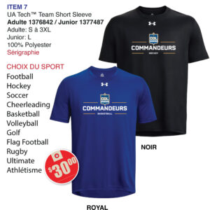 Item 07 Collège de Lévis Commandeurs Short Sleeve T-Shirt Royal 1376842 1377487 2026